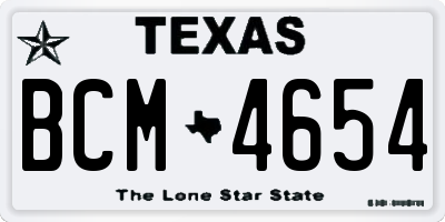 TX license plate BCM4654