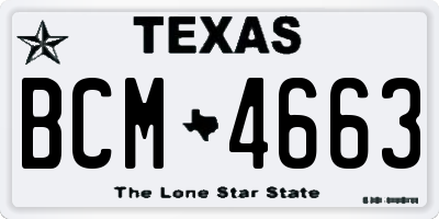 TX license plate BCM4663