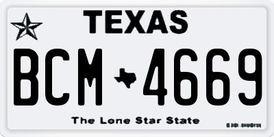 TX license plate BCM4669