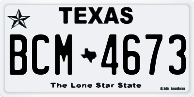 TX license plate BCM4673