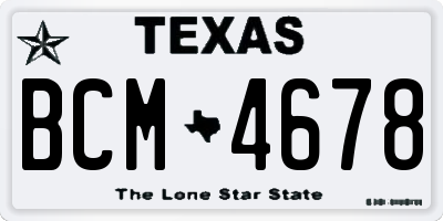 TX license plate BCM4678