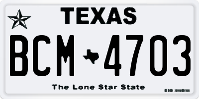 TX license plate BCM4703