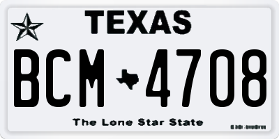 TX license plate BCM4708