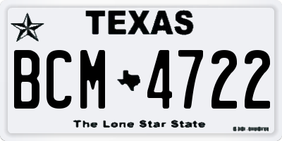 TX license plate BCM4722