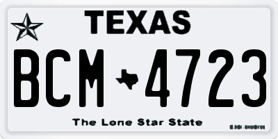 TX license plate BCM4723