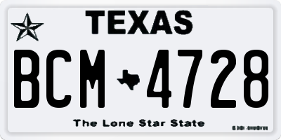 TX license plate BCM4728