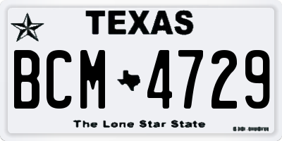 TX license plate BCM4729