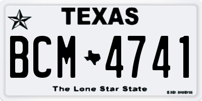 TX license plate BCM4741