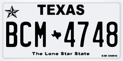 TX license plate BCM4748