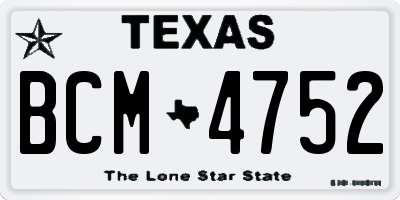 TX license plate BCM4752