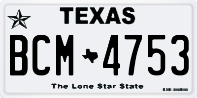 TX license plate BCM4753