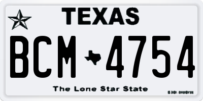 TX license plate BCM4754