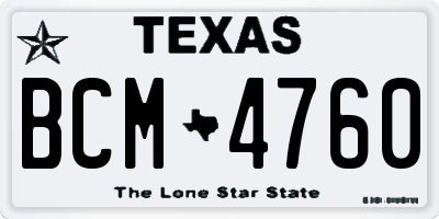 TX license plate BCM4760