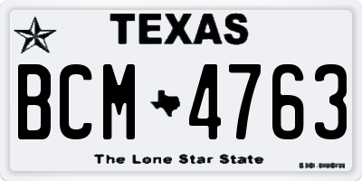 TX license plate BCM4763