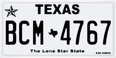 TX license plate BCM4767