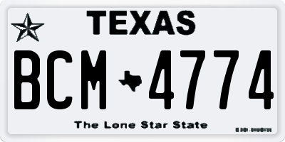 TX license plate BCM4774