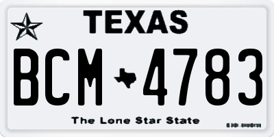 TX license plate BCM4783