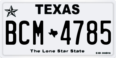 TX license plate BCM4785
