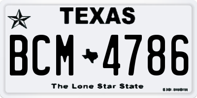 TX license plate BCM4786