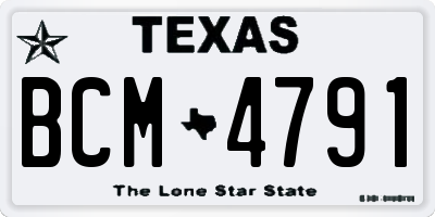 TX license plate BCM4791