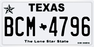 TX license plate BCM4796