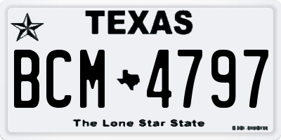TX license plate BCM4797
