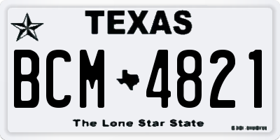 TX license plate BCM4821