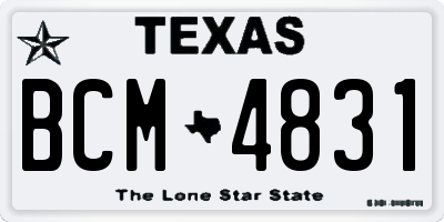 TX license plate BCM4831