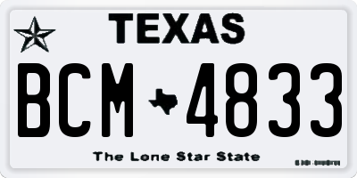 TX license plate BCM4833