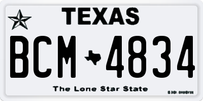 TX license plate BCM4834