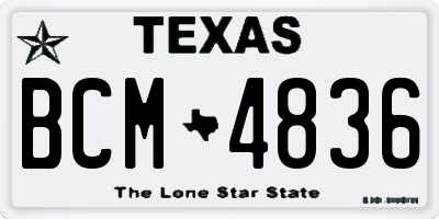 TX license plate BCM4836