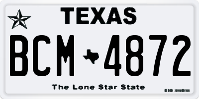 TX license plate BCM4872