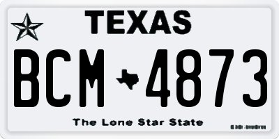 TX license plate BCM4873