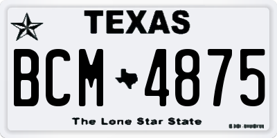 TX license plate BCM4875