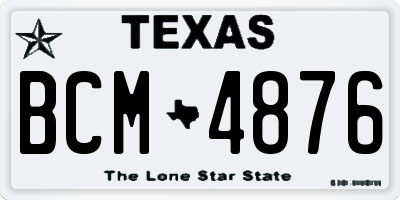TX license plate BCM4876