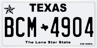 TX license plate BCM4904