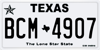 TX license plate BCM4907