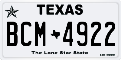 TX license plate BCM4922