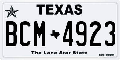 TX license plate BCM4923