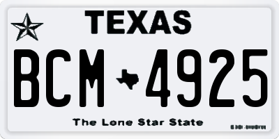 TX license plate BCM4925