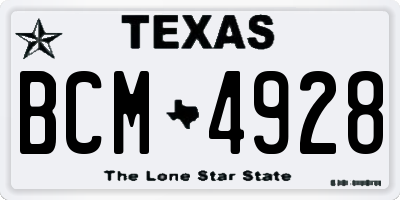 TX license plate BCM4928
