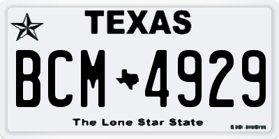 TX license plate BCM4929
