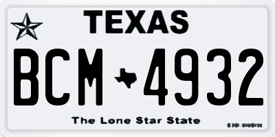 TX license plate BCM4932