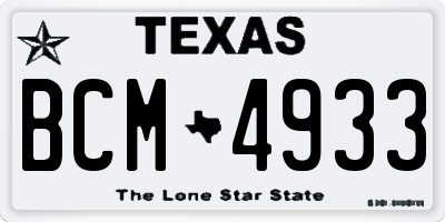 TX license plate BCM4933
