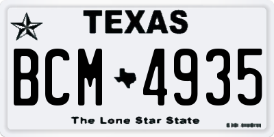 TX license plate BCM4935