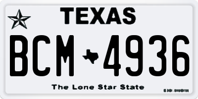 TX license plate BCM4936