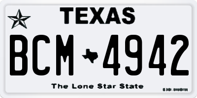 TX license plate BCM4942