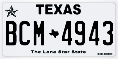 TX license plate BCM4943