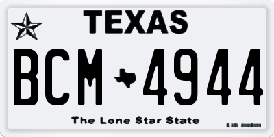 TX license plate BCM4944