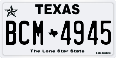 TX license plate BCM4945